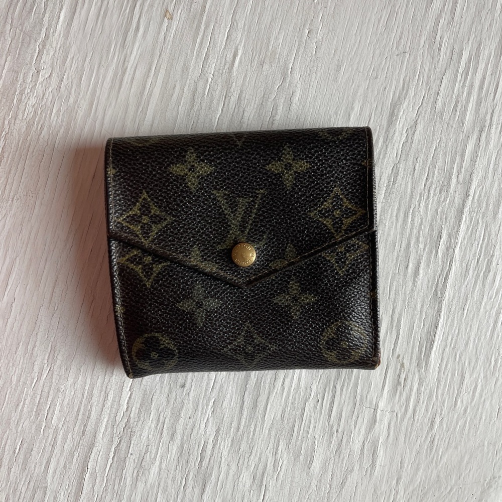 Louis Vuitton Tan and Black Leather Card Holder